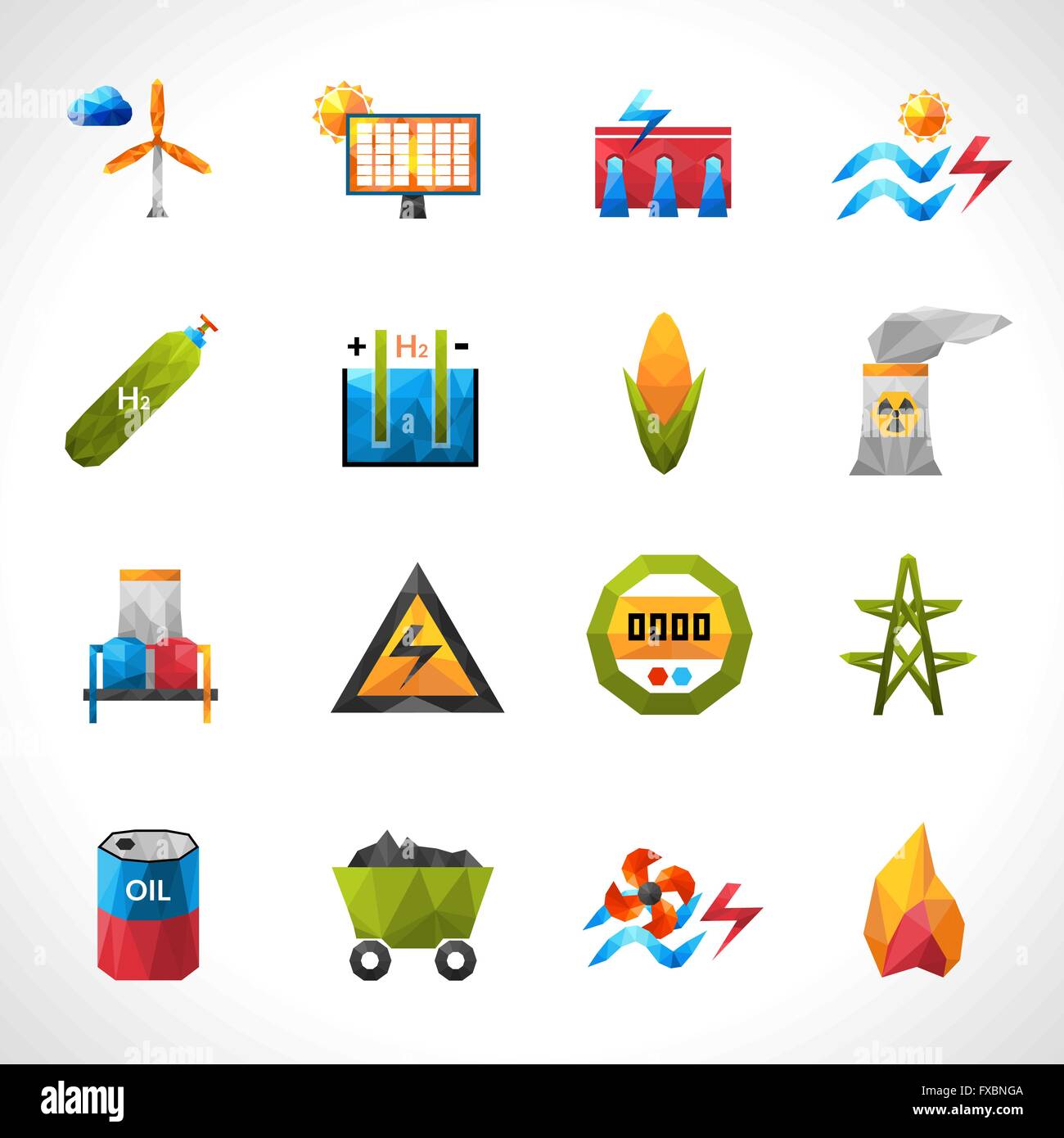 Power Plant Polygonal Icons Stock Vector Image & Art - Alamy