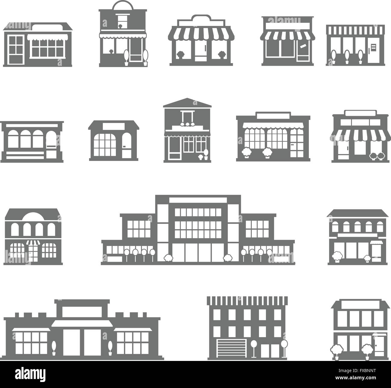 Stores and malls black white icons set Stock Vector Image & Art - Alamy
