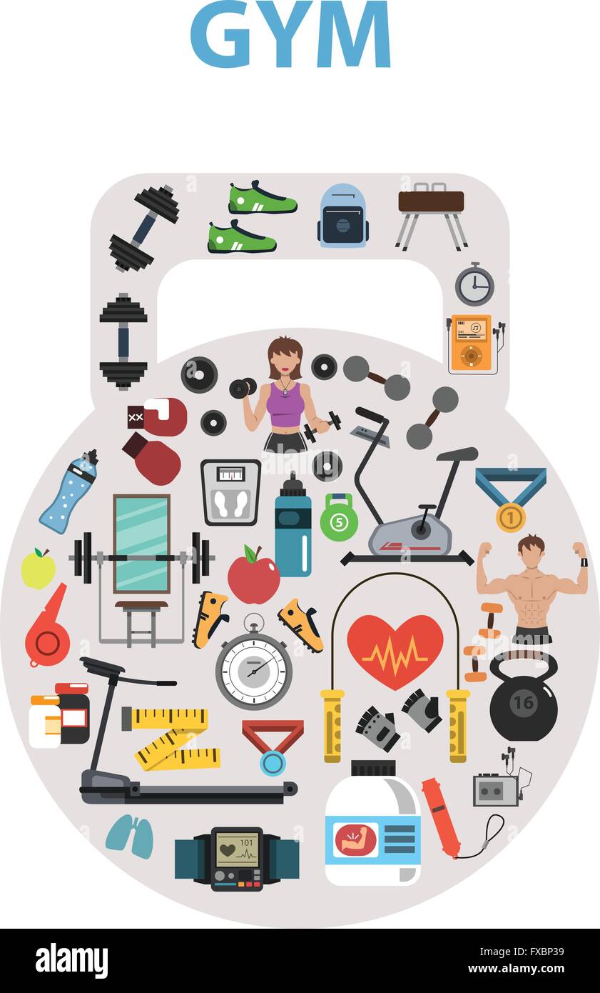 Gym Concept Flat Stock Vector Image & Art - Alamy