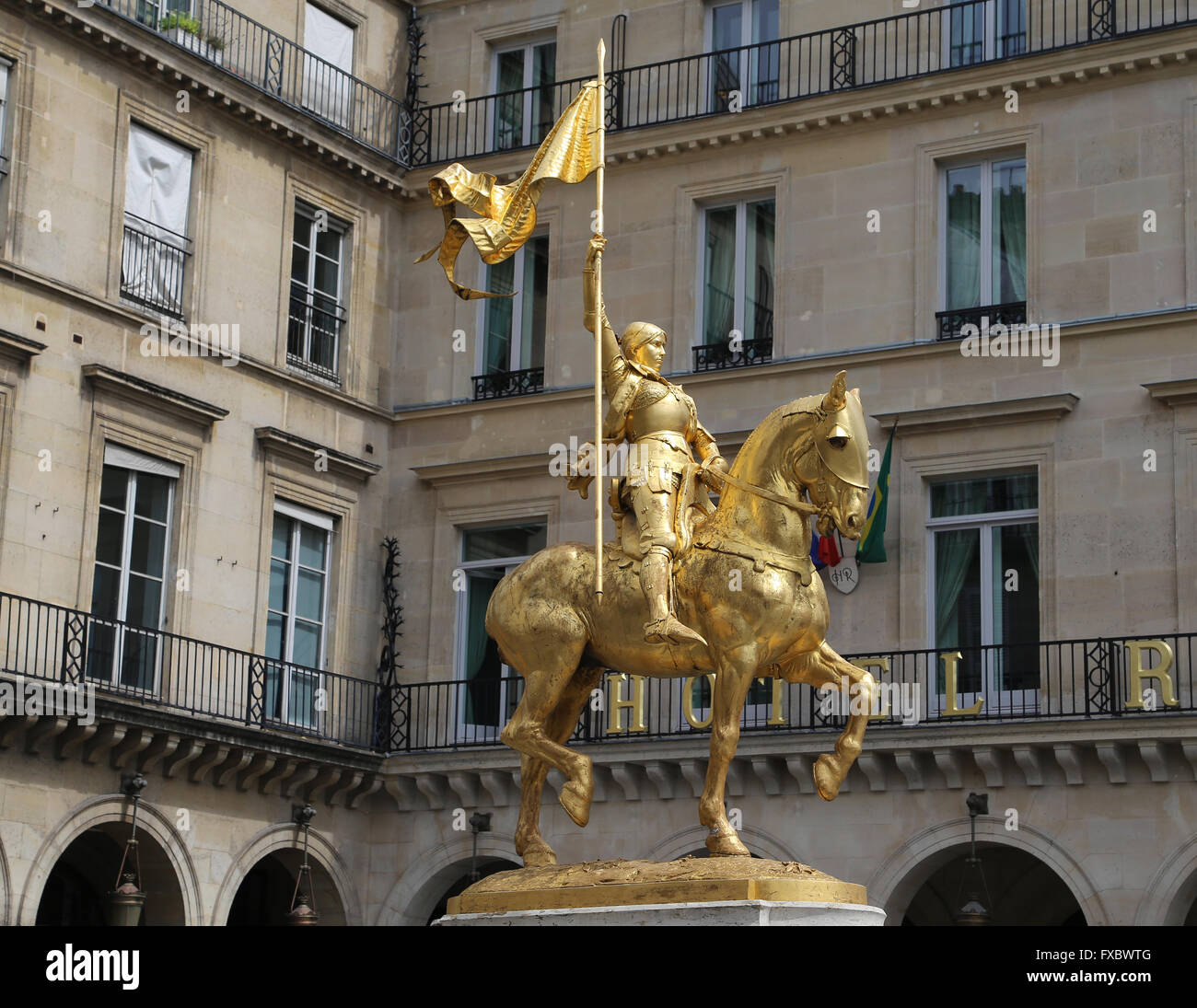 Statue of Joan of Arc (1412-1431). by French sculptor Emmanuel Fremiet (1824-1910). Paris, France. Stock Photo