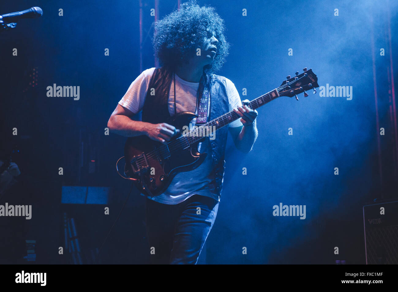 Leeds, UK. 13th April, 2016. Wolfmother perform at the Leeds O2 Academy on their 2016 UK Tour Credit:  Myles Wright/ZUMA Wire/Alamy Live News Stock Photo