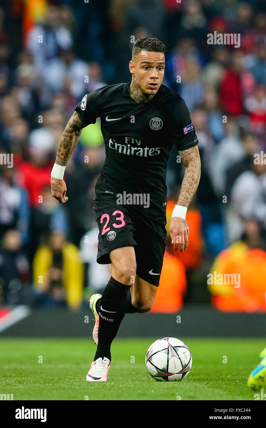 Manchester, UK. 12th Apr, 2016. Gregory van der Wiel (PSG) Football/Soccer  : Gregory van der Wiel of Paris Saint-Germain during the UEFA Champions  League Quarter-final 2nd leg match between Manchester City and