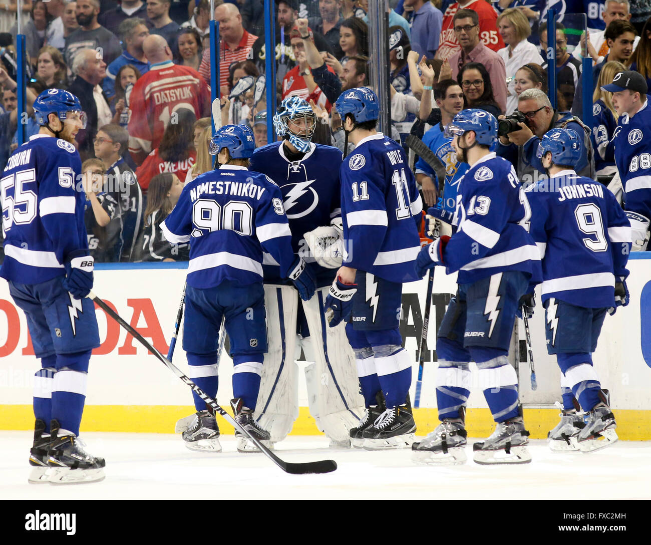 Tampa, Florida, USA. 13th Apr, 2016. Tampa Bay Lightning goalie Ben