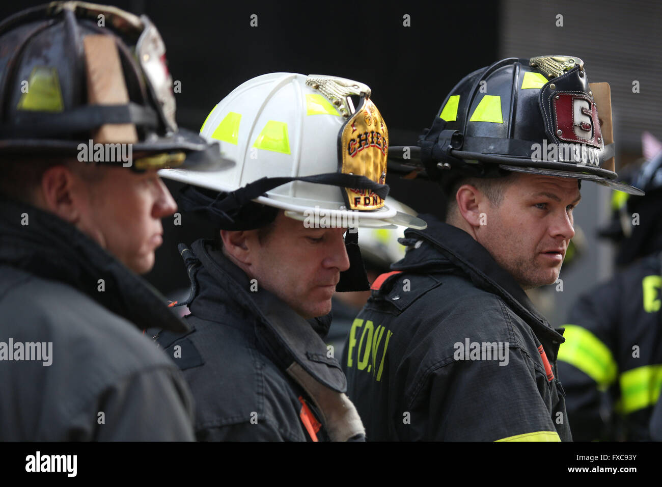 New York City, NY, USA. 13th Mar, 2016. FDNY firefighters prepare for