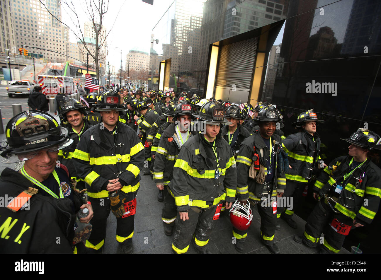 New York City, NY, USA. 13th Mar, 2016. FDNY firefighters wait to Stock