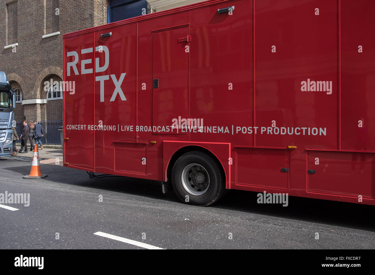 RED TX film video production unit on location in central London Stock Photo