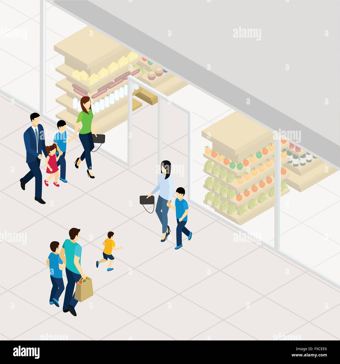 Shelves in supermarket people Stock Vector Images - Alamy