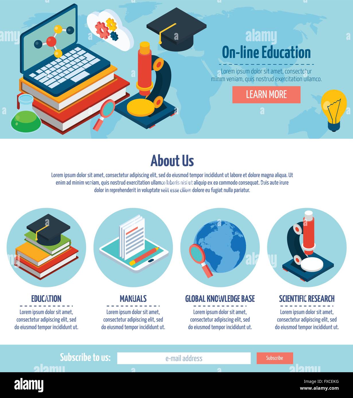 One page online education design Stock Vector Image & Art - Alamy