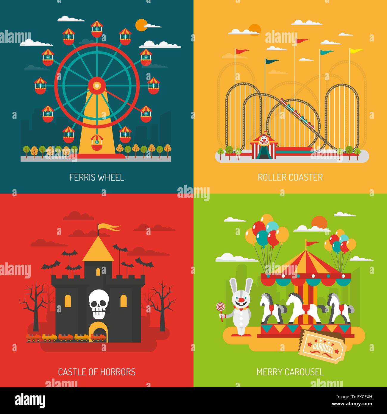 Funfair concept set Stock Vector Image & Art - Alamy