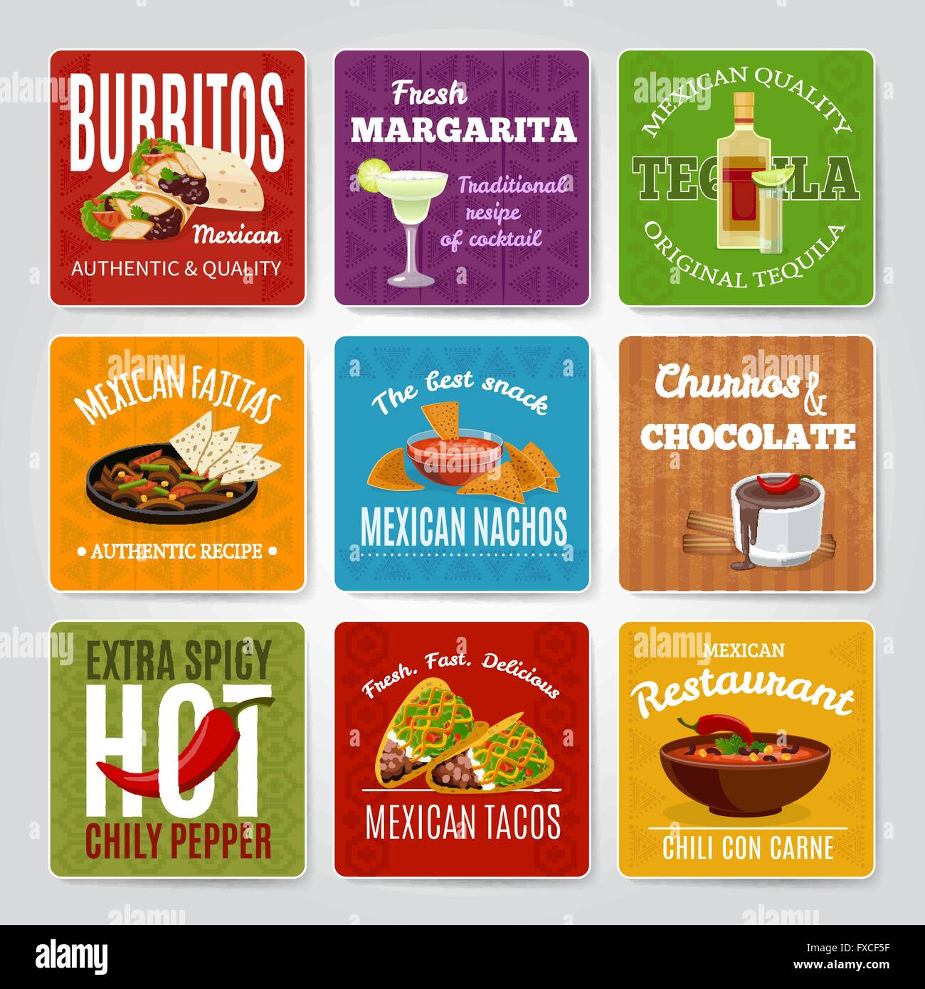 Mexican Food Labels Set Stock Vector Image & Art Alamy