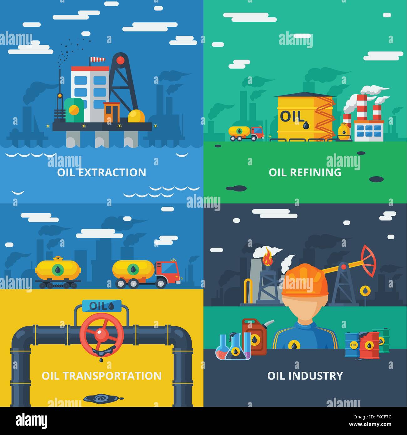 Oil industry flat set Stock Vector Image & Art - Alamy
