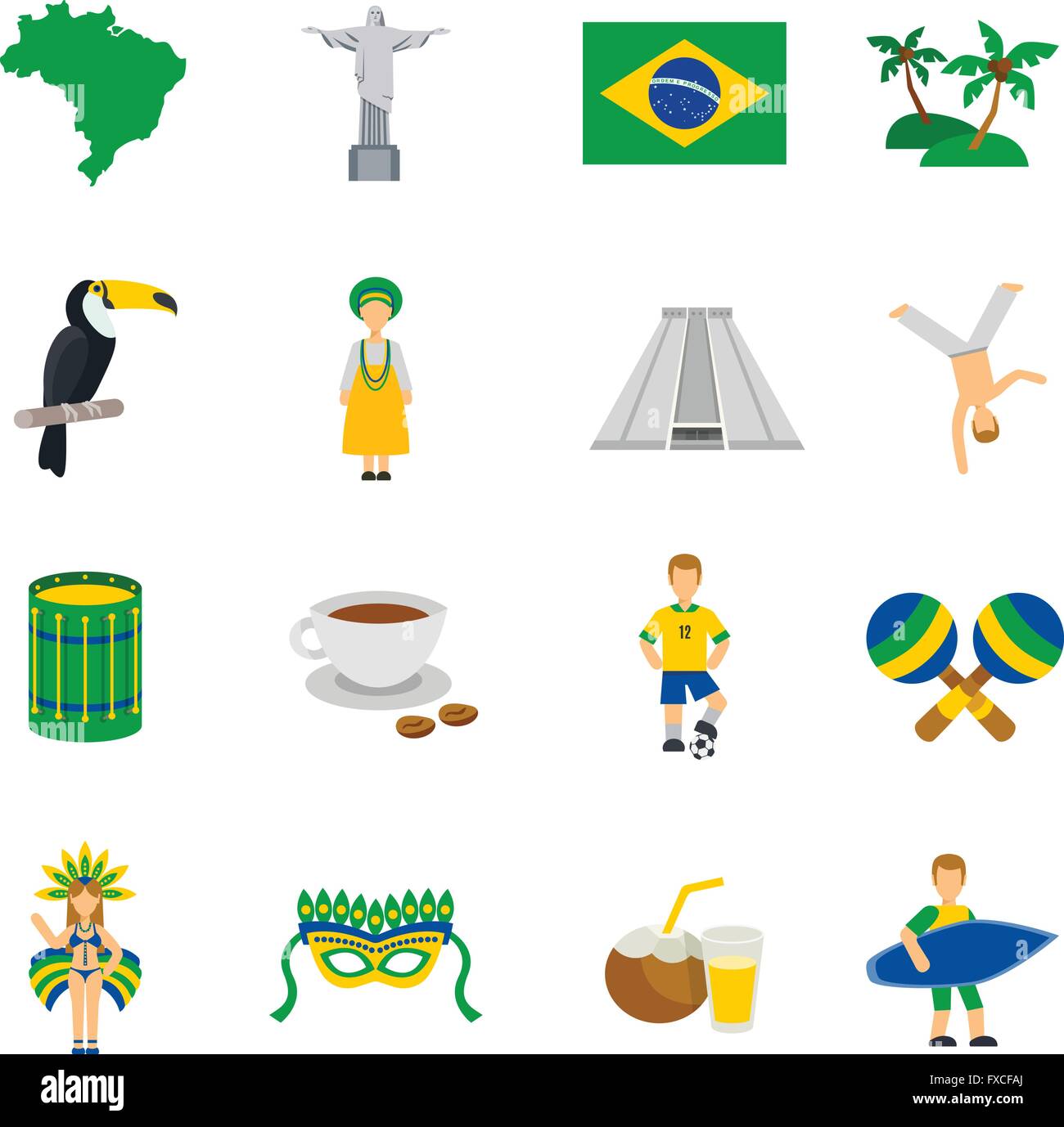https://c8.alamy.com/comp/FXCFAJ/brazilian-culture-symbols-flat-icons-set-FXCFAJ.jpg