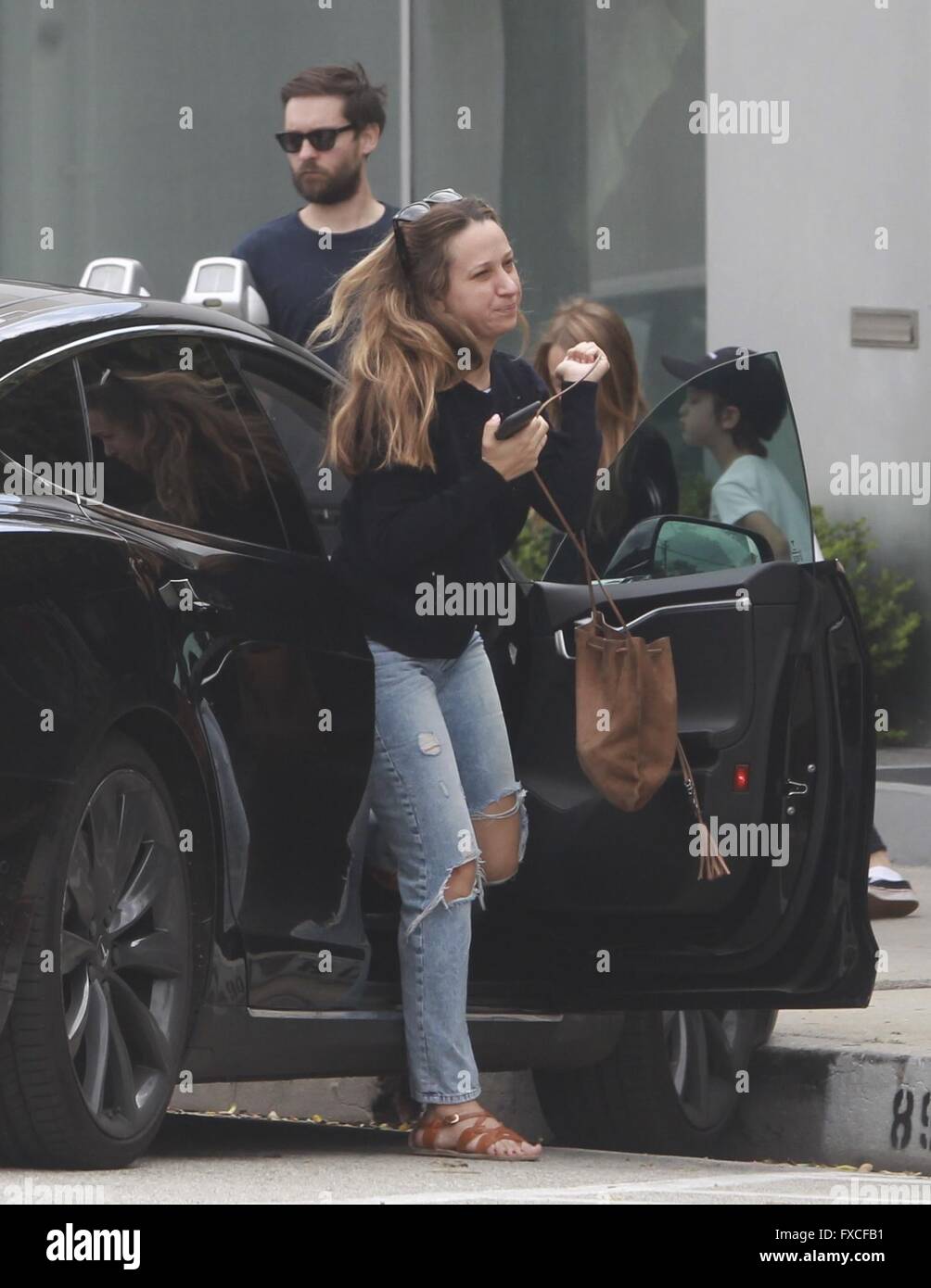 Tobey Maguire and wife Jennifer Meyer take their two children Ruby and