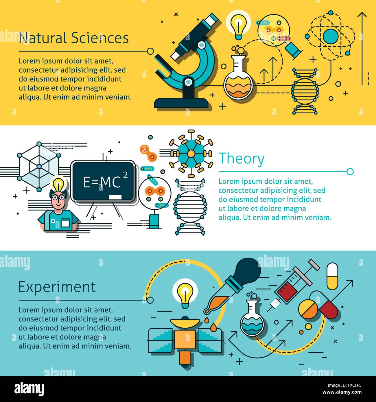 Science Line Banners Set Stock Vector Image & Art - Alamy