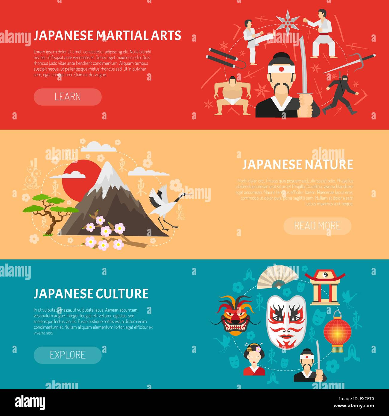 Japan Banners Set Stock Vector Image & Art Alamy