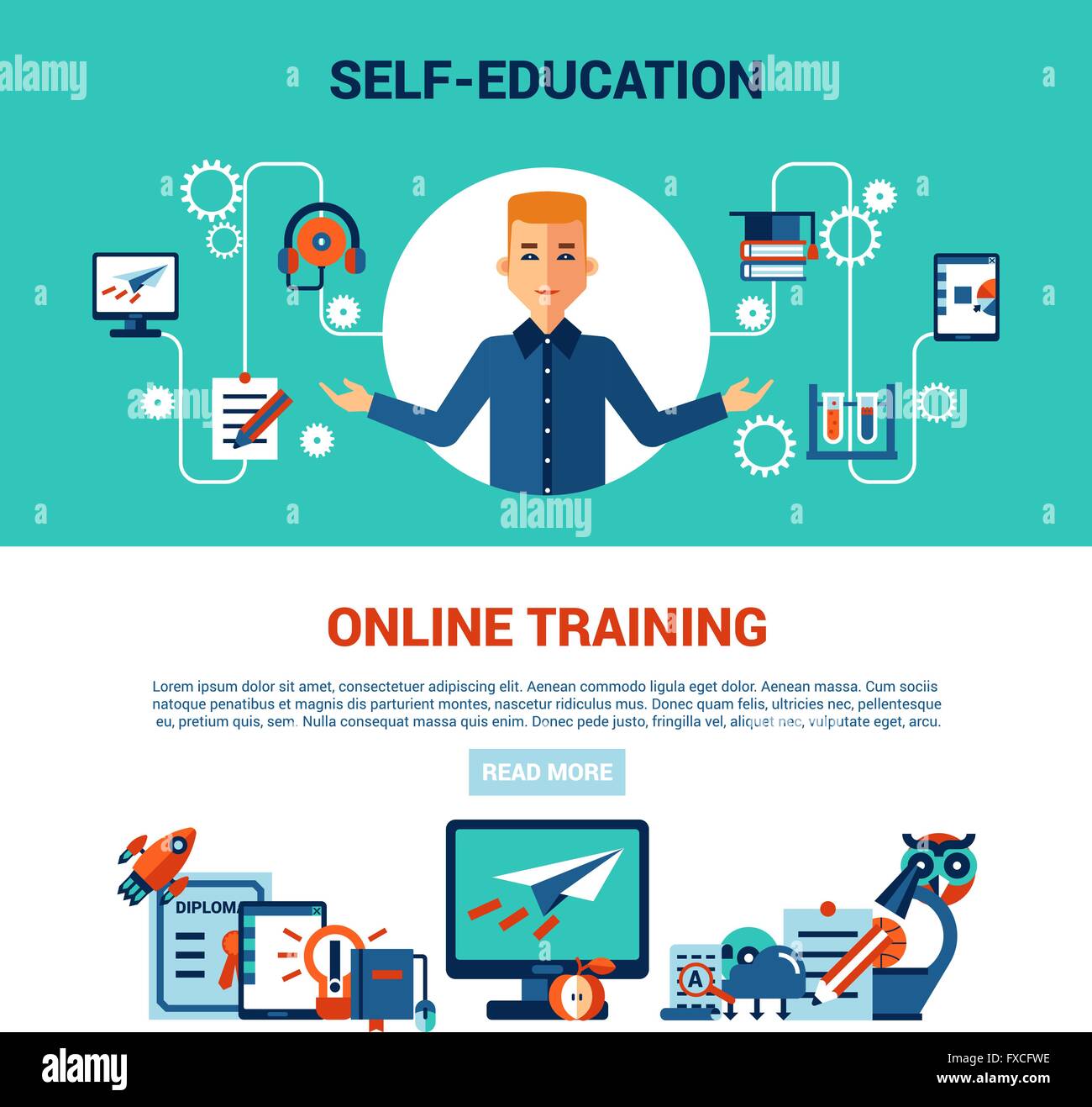 Online Education Horizontal Banner Set Stock Vector Image & Art - Alamy