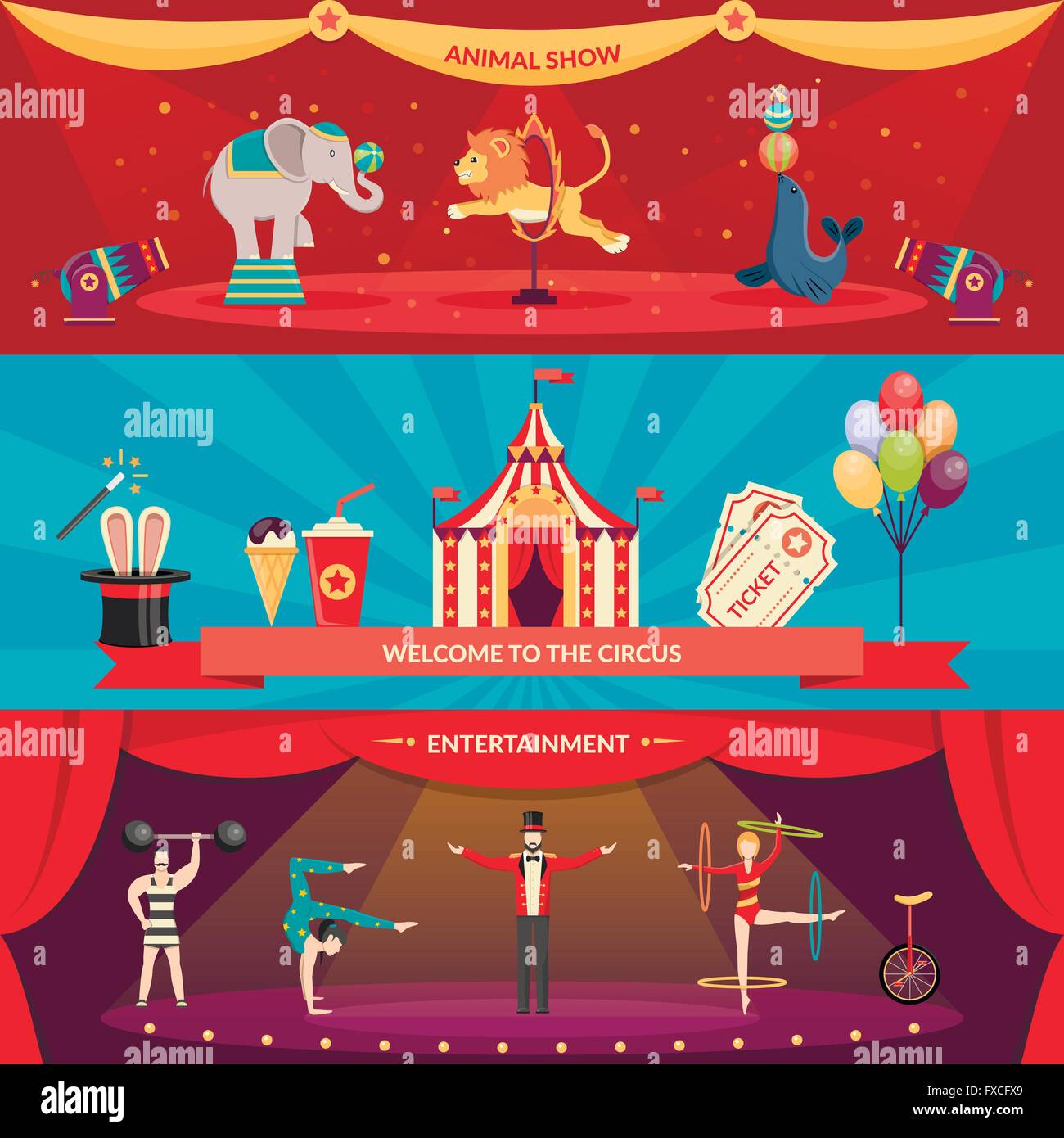 Circus Performance Horizontal Banners Stock Vector Image & Art - Alamy