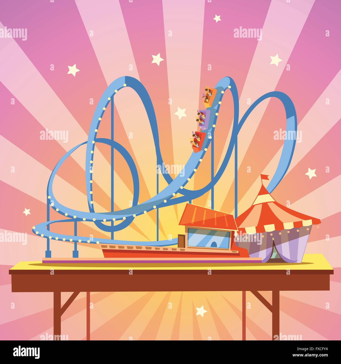 Small Rides Cartoon Old roller coaster Stock Vector Images - Alamy