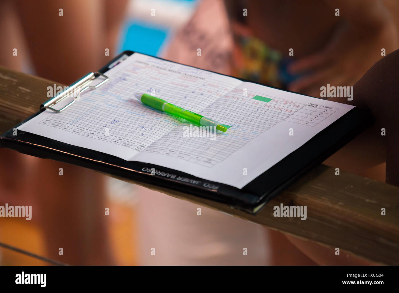 sports rating sheet with ballpoint pen Stock Photo - Alamy