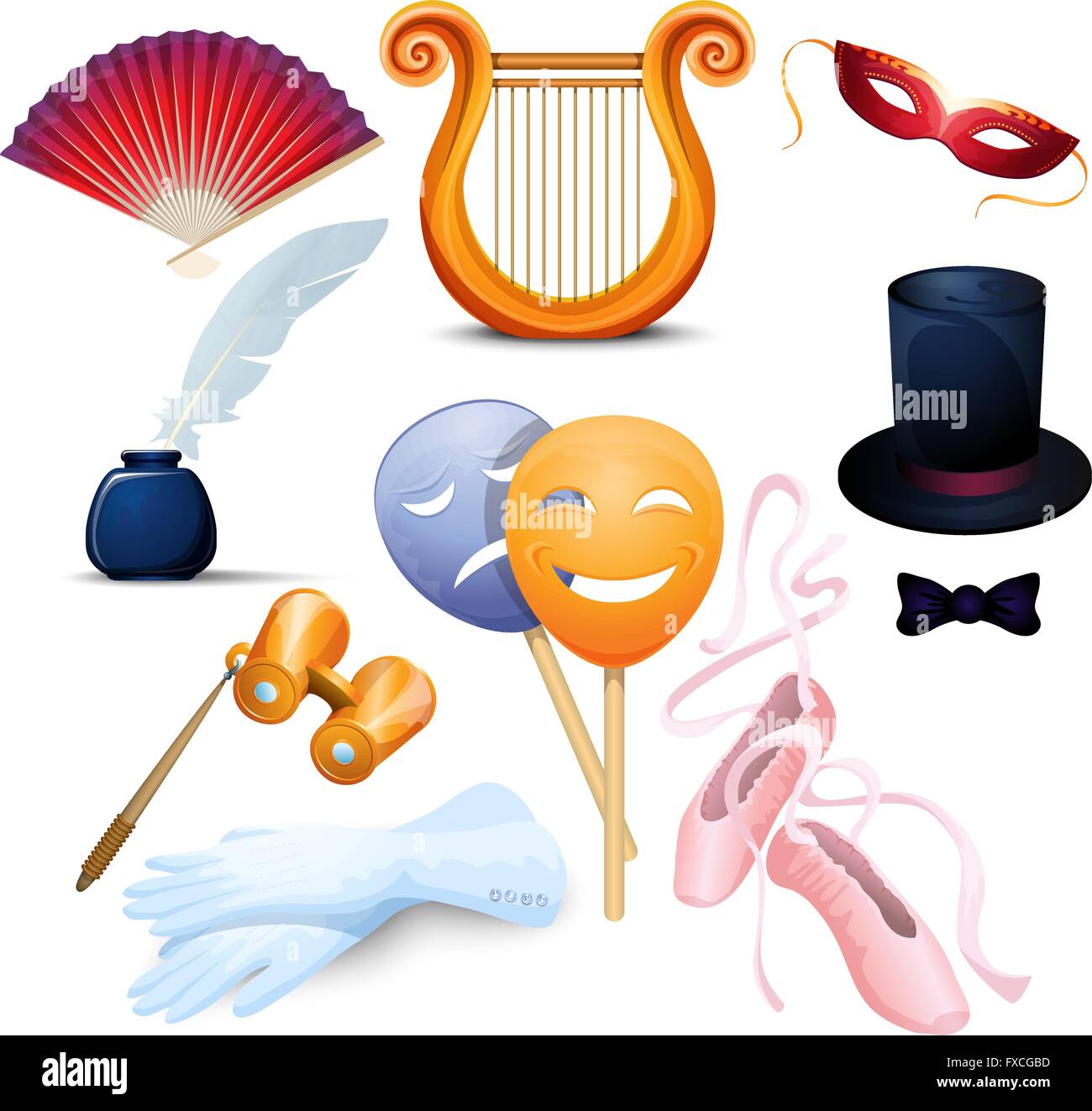 Theater Background Flat Icons Set Stock Vector Image & Art - Alamy
