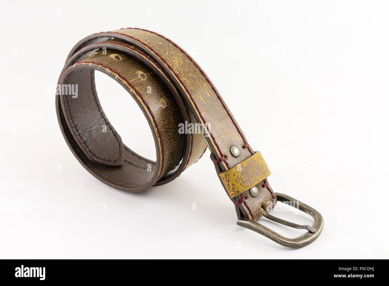 Casual brown leather belt Stock Photo