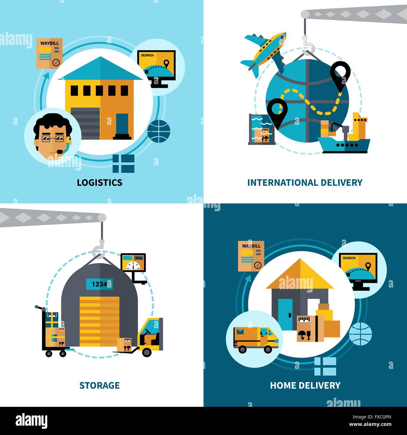 Global logistics warehouse storage Stock Vector Images - Alamy
