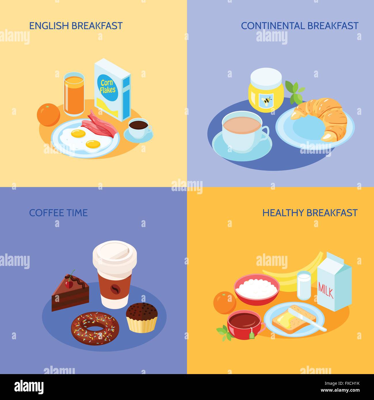 Breakfast Flat Set Stock Vector Image & Art - Alamy