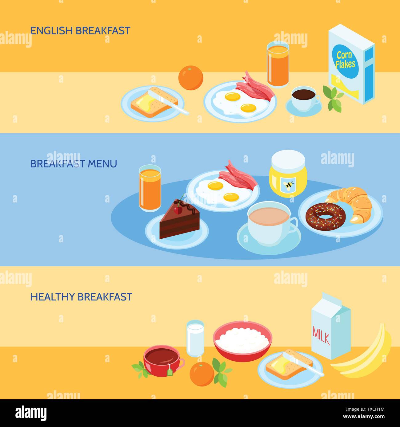 Breakfast Flat Set Stock Vector Image & Art - Alamy