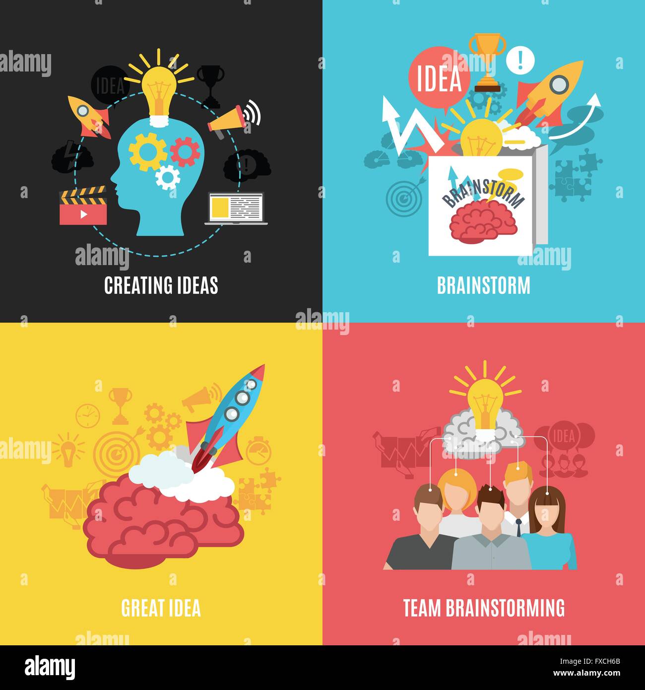 Set Of 2x2 Brainstorm Compositions Stock Vector Image & Art - Alamy