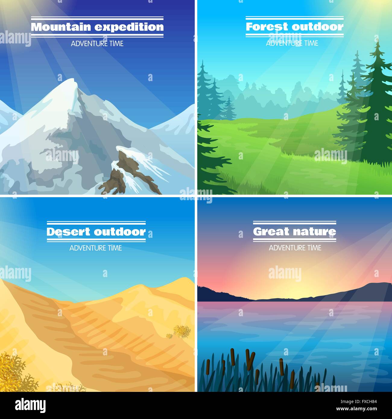 Camping Landscapes 4 Flat Icons Square Stock Vector Image & Art - Alamy