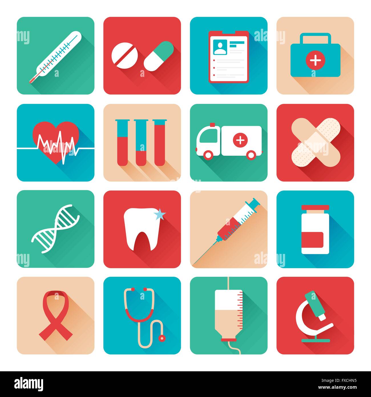 Medicine icons set flat Stock Vector