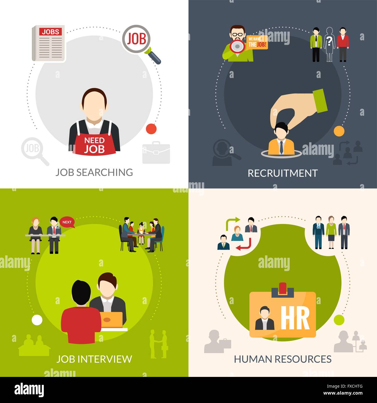 Recruitment Flat Set Stock Vector Image & Art - Alamy