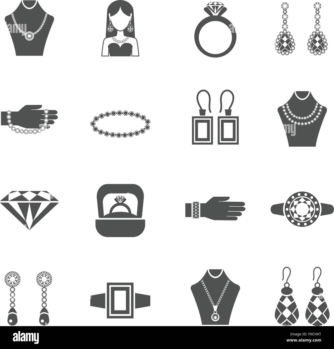 Jewelry Black White Icons Set Stock Vector Image & Art - Alamy
