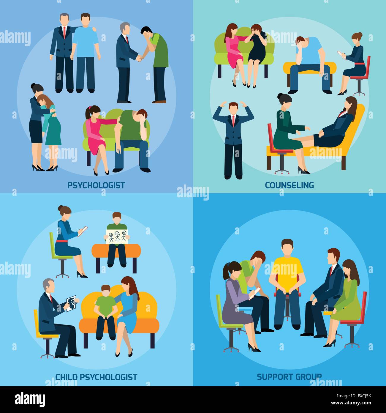 Counseling Support 4 Flat Icons Square Stock Vector Image & Art - Alamy