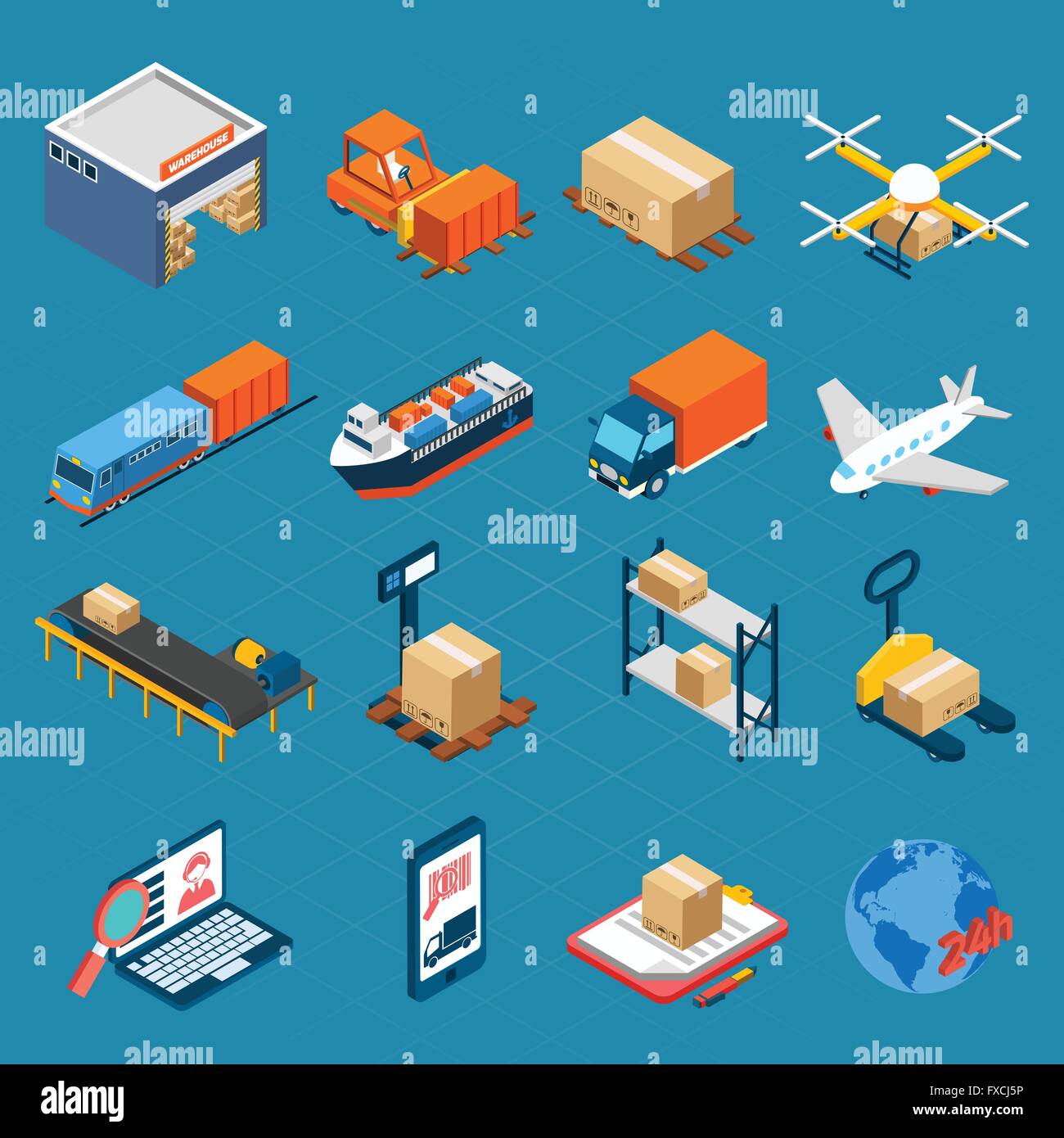 Isometric Logistic Icons Stock Vector Image & Art - Alamy