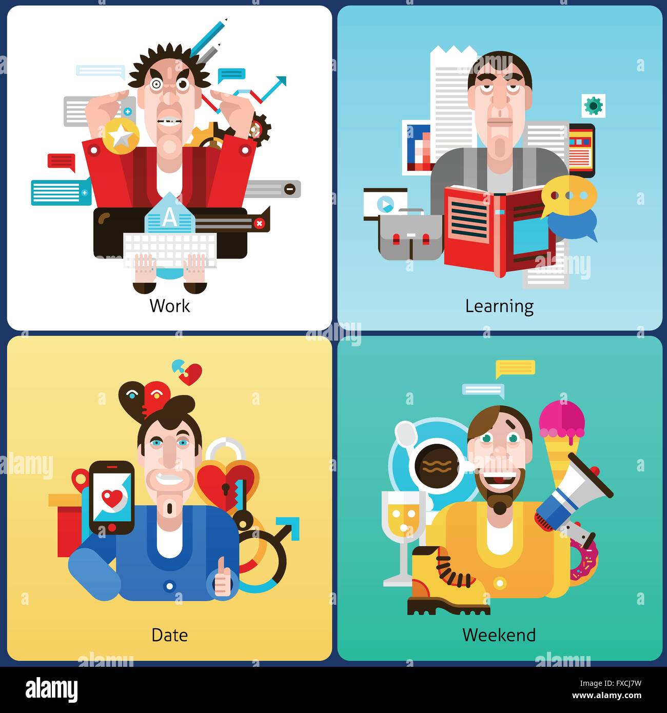 Emotion flat set Stock Vector Image & Art - Alamy