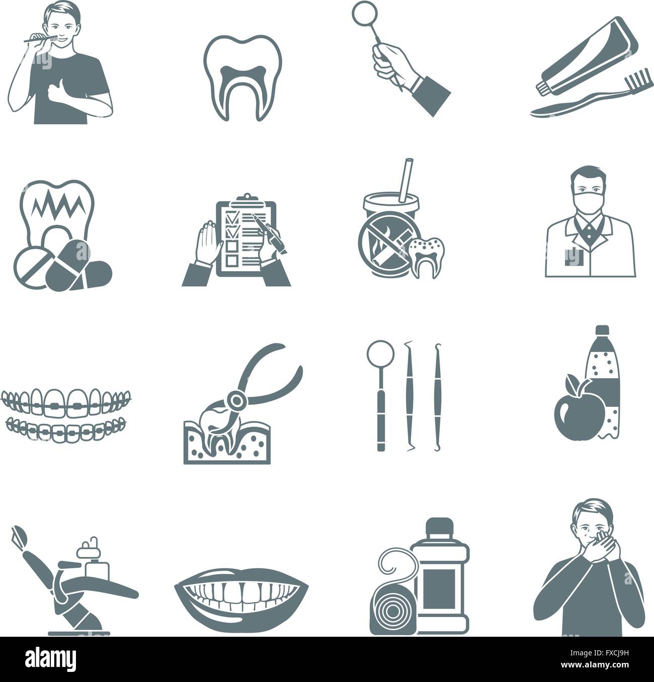 Dental Black Icons Set Stock Vector Image & Art - Alamy