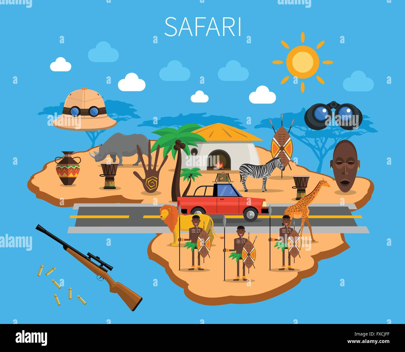 Safari Concept Illustration Stock Vector