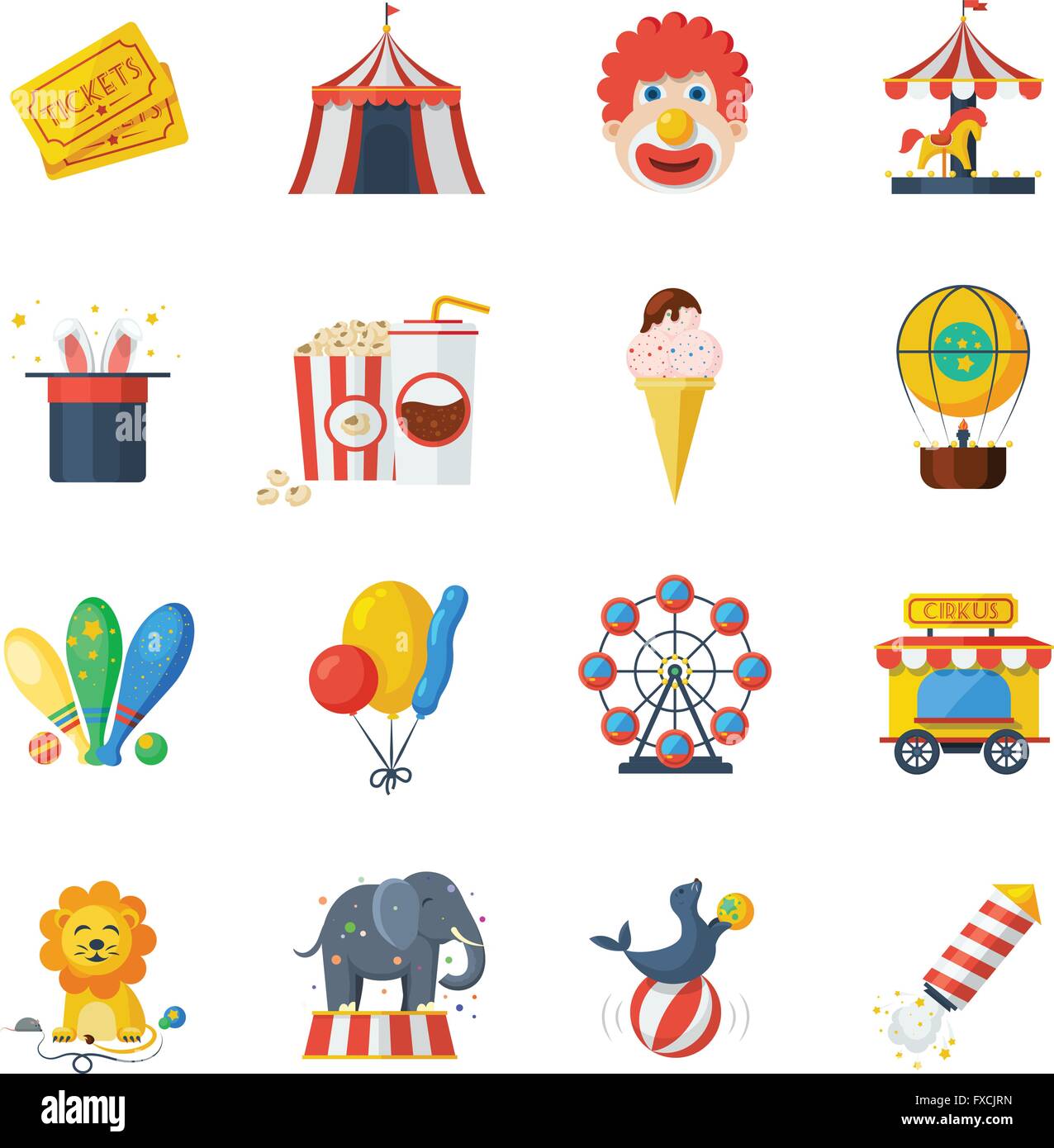 Circus icons flat set Stock Vector Image & Art - Alamy