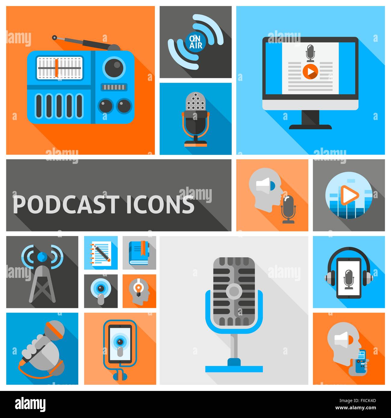 Podcast icons flat Stock Vector Image & Art - Alamy