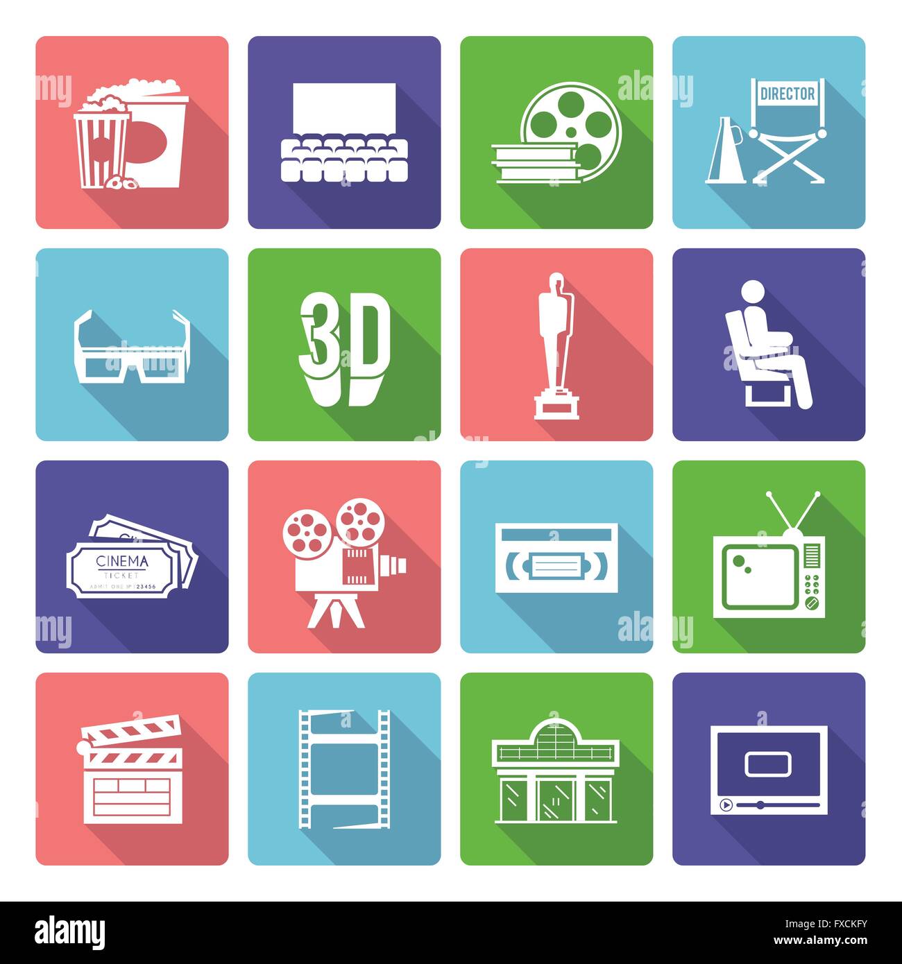 Cinema Icons Flat Stock Vector Image & Art - Alamy