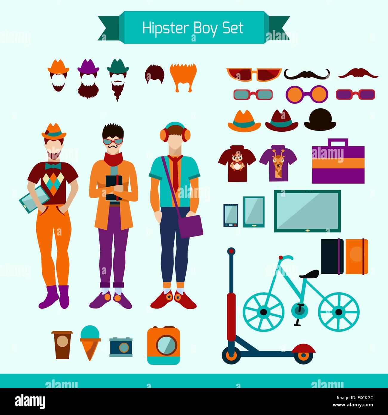 Hipster Boy Set Stock Vector Image & Art - Alamy