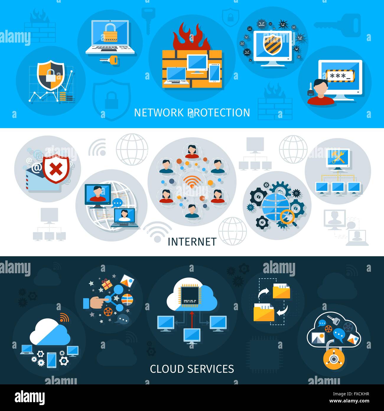 Network Security Banner Set Stock Vector Image & Art - Alamy