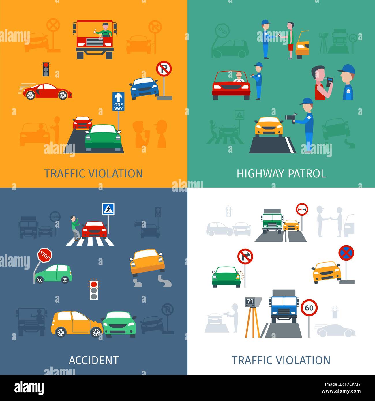 Traffic Violation Set Stock Vector Image & Art - Alamy