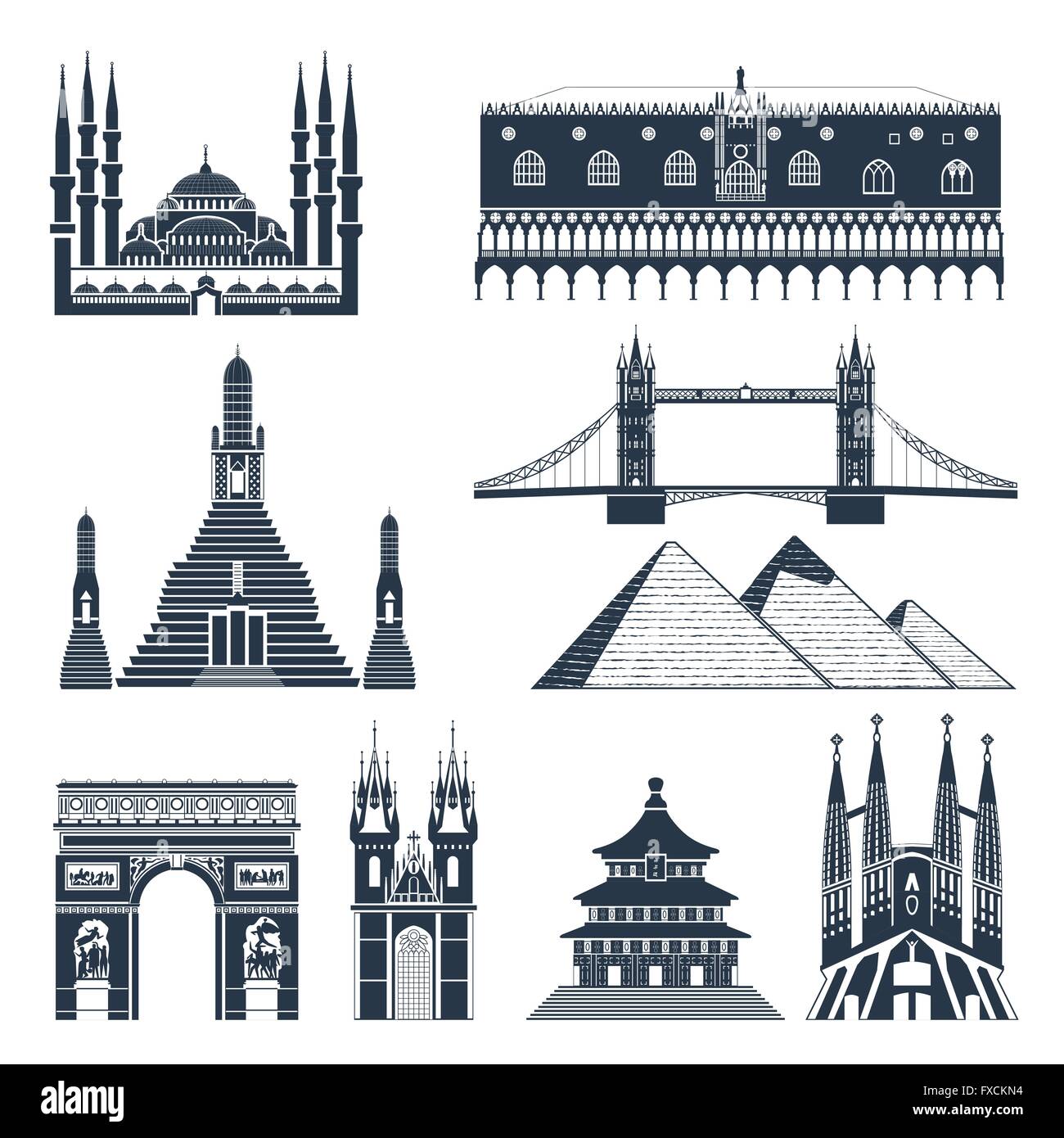 Landmarks And Monuments Black Set Stock Vector Image & Art - Alamy