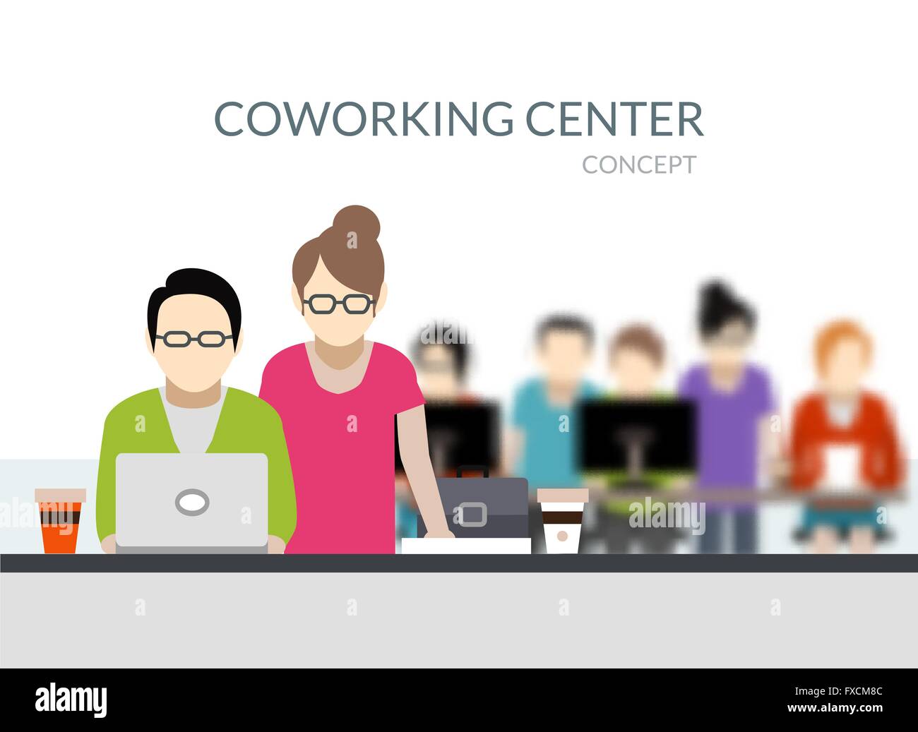 Coworking Center Composition Stock Vector Image & Art - Alamy