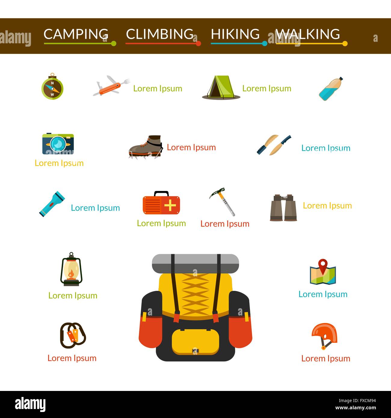 Camping And Hiking Icons Set Stock Vector Image & Art - Alamy