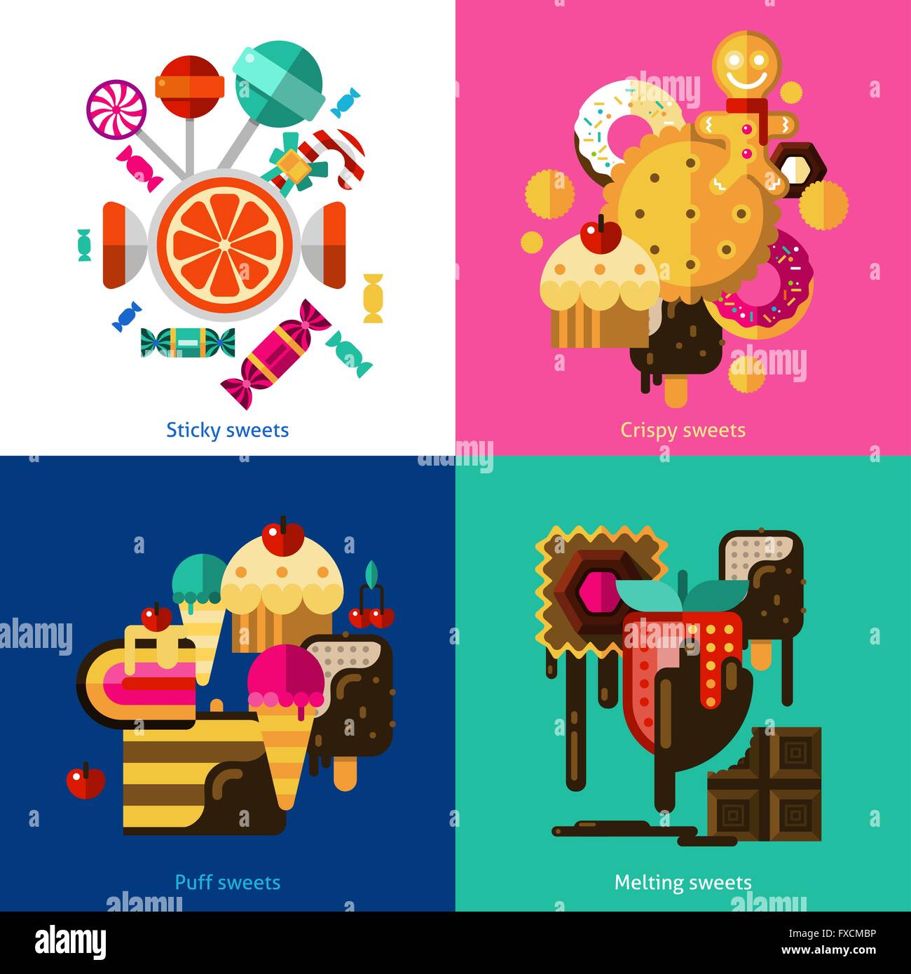Sweets And Candies Icons Set Stock Vector Image & Art - Alamy