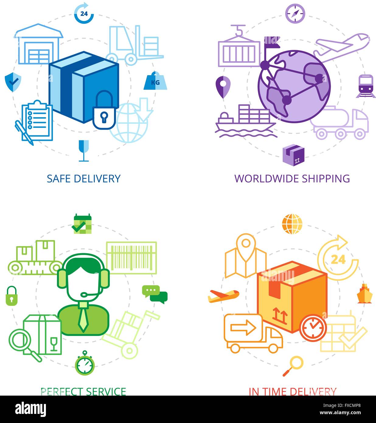 Logistics Design Line Icons Set Stock Vector Image & Art - Alamy