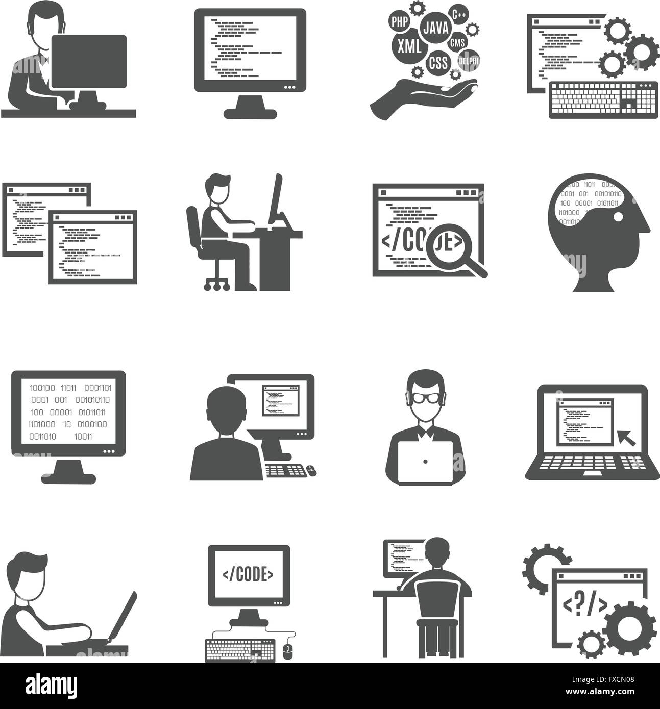 Programmer Icons Set Stock Vector Image & Art - Alamy
